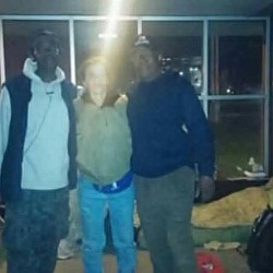 Pastor Kim with her Dear Homeless Friends James and Mike